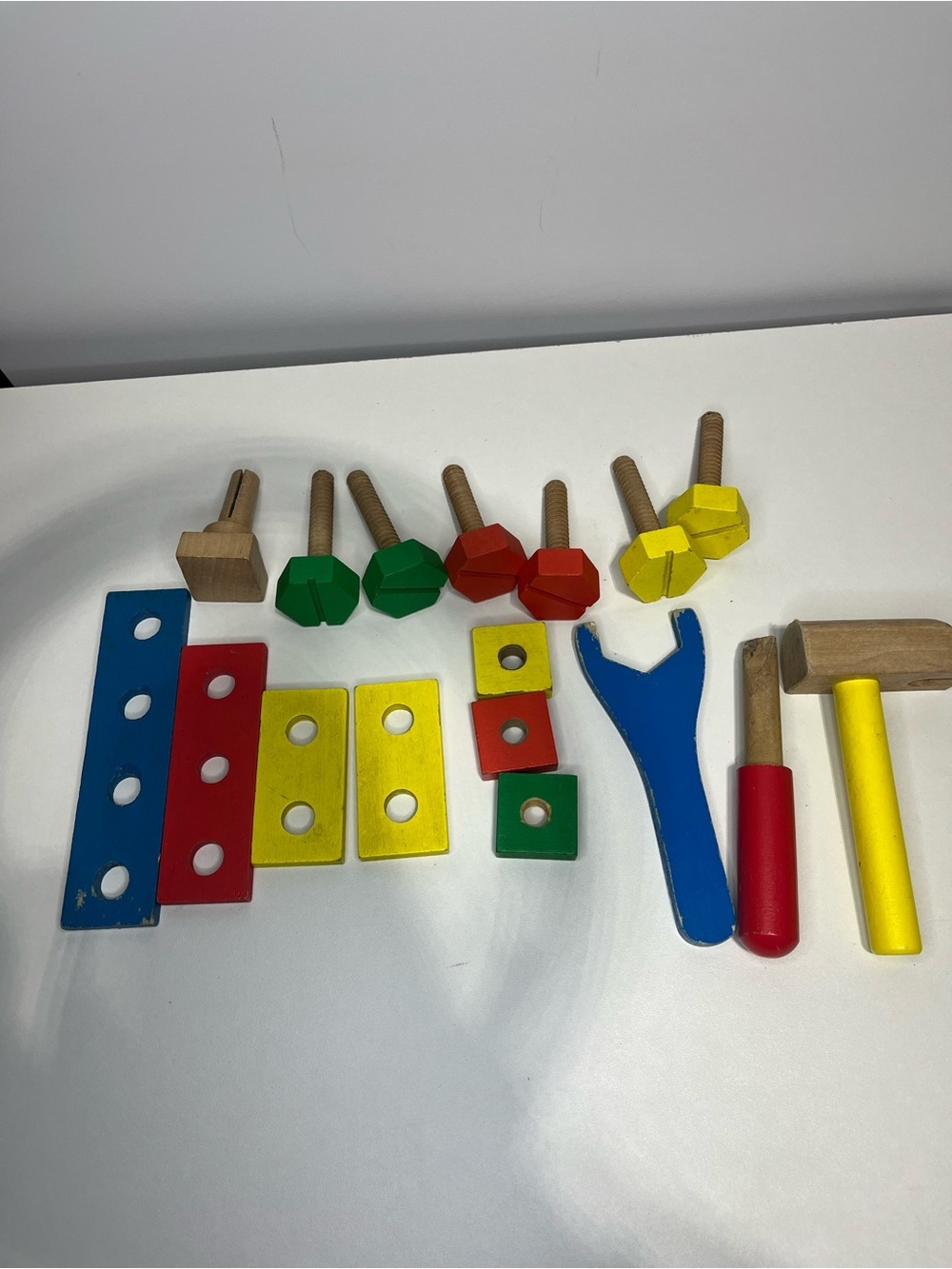 Melissa & Doug Wooden Tool Set in Red, Yellow, Green, Blue